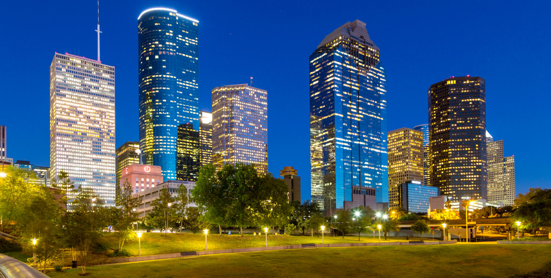 View on downtown Houston by night